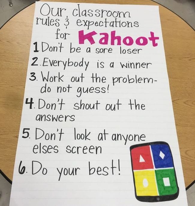 ¡Use el póster de expectativas del aula de Kahoot!