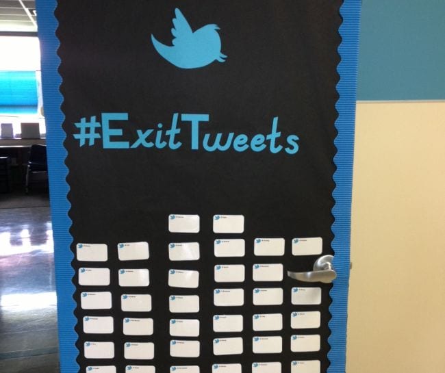 Exit Ticket Board con Twitter Bird y #exittweets