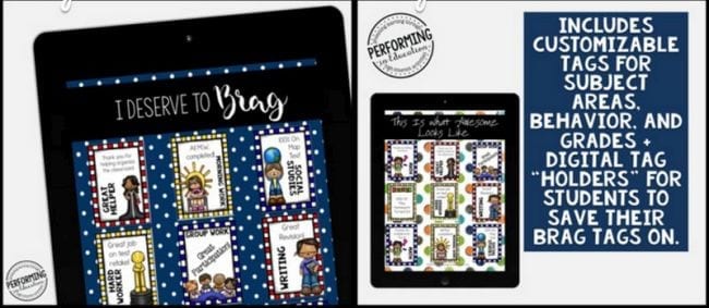 Recompensas virtuales: colección de pestañas Bragging en tableta