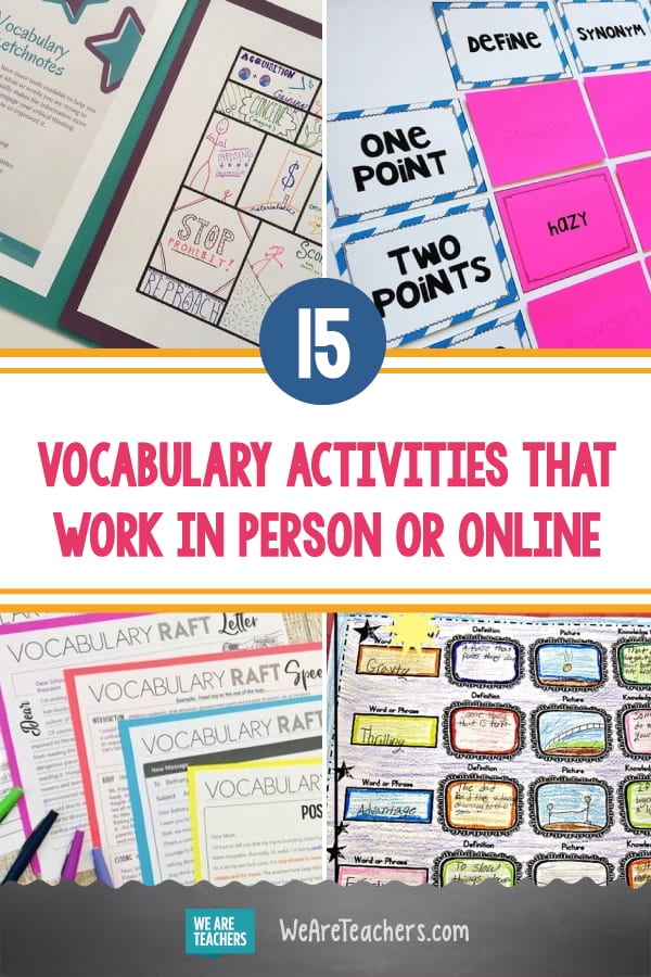 15 actividades de vocabulario significativas que puedes hacer en persona o en línea