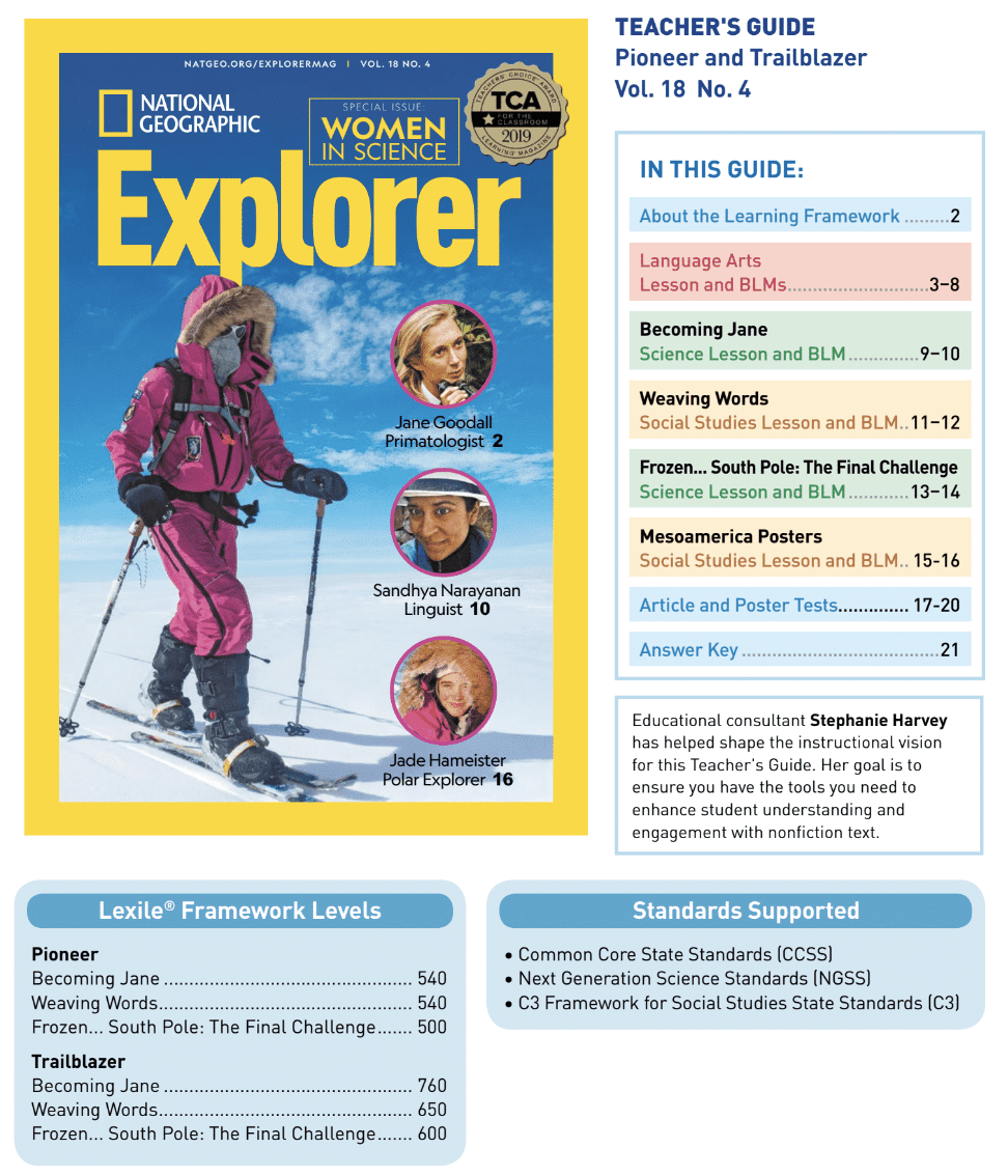 Portadas de libros: la guía del profesor de la revista Explorer's Classroom