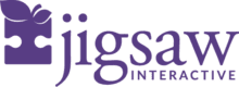 Logotipo de Purple Jigsaw Interactive con icono de rompecabezas